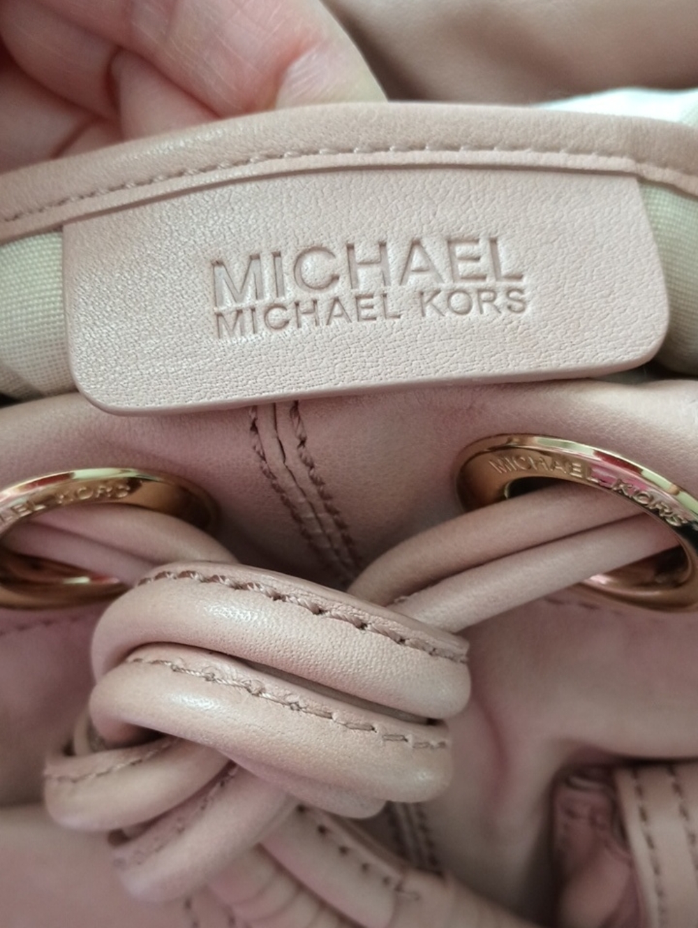 Michael Kors Blush Tan Soft Leather Knot Shoulder Tote - Picture 9 of 16